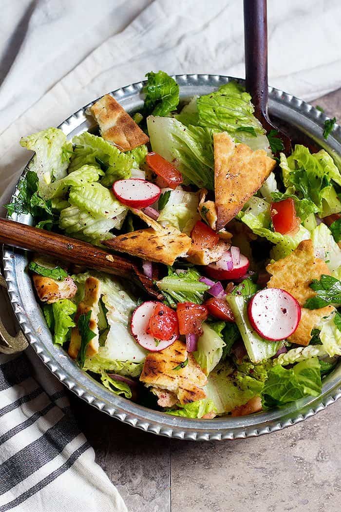 Fattoush recipe is a simple Middle Eastern chopped salad recipe that's perfect for any meal. This Lebanese salad is easy to uses seasonal fresh ingredients