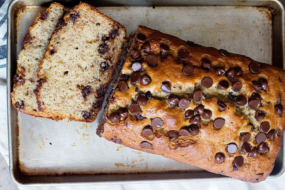 let banana chocolate chip bread cool and then slice it 