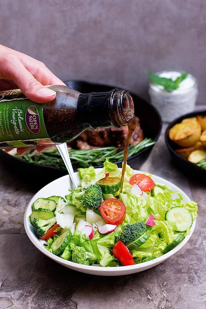 a seasonal salad to serve with seared lamb loin chops.