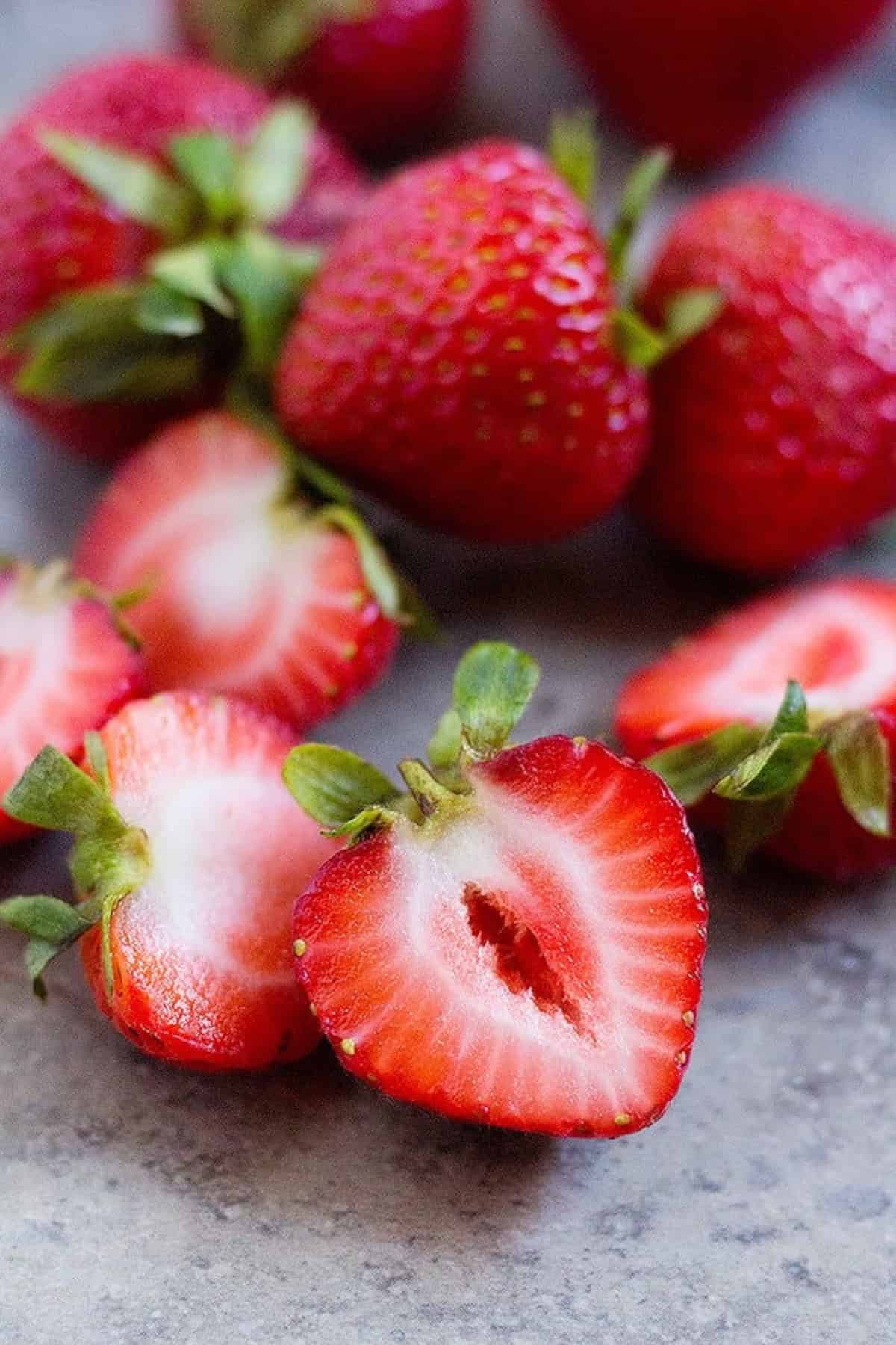 Fresh strawberries are perfect for strawberry cobbler. 