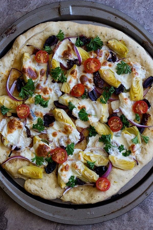 The Best Mediterranean Pizza Recipe • Unicorns in the Kitchen