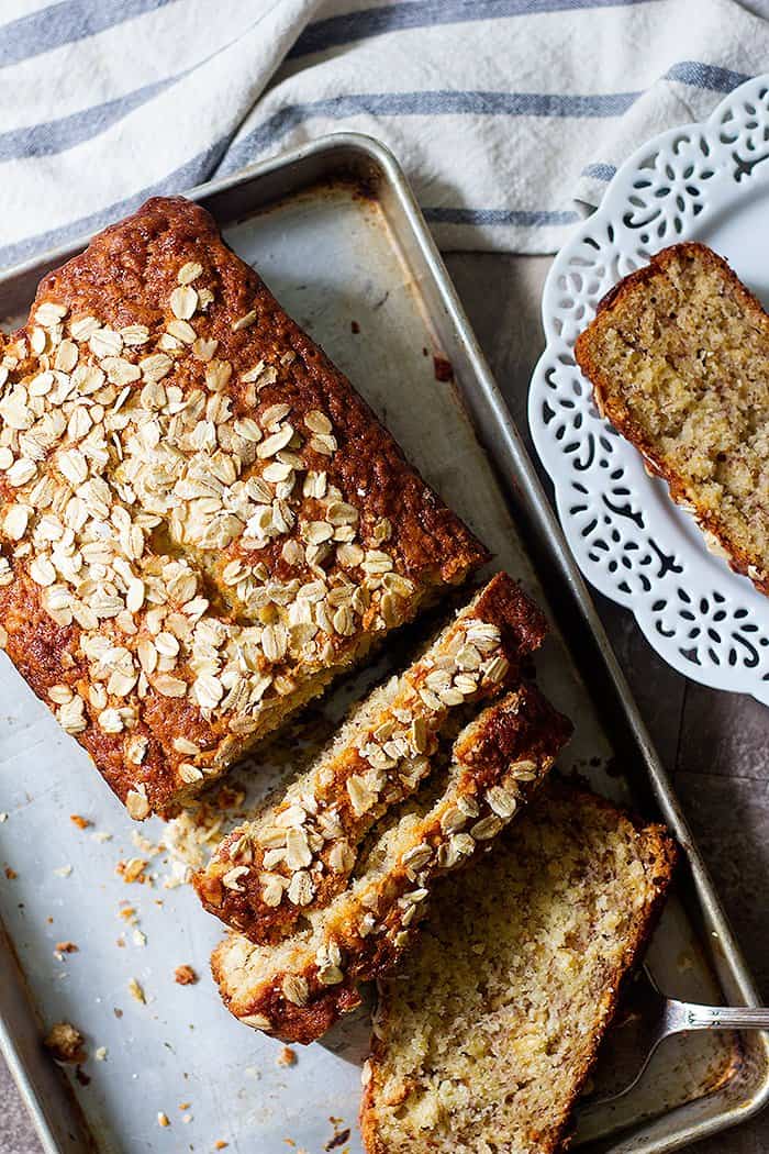 oatmeal banana bread is a healthier version of banana bread.