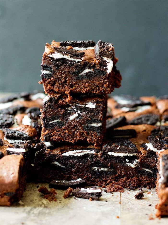 Oreo brownies are fudgy, thick and delicious! 