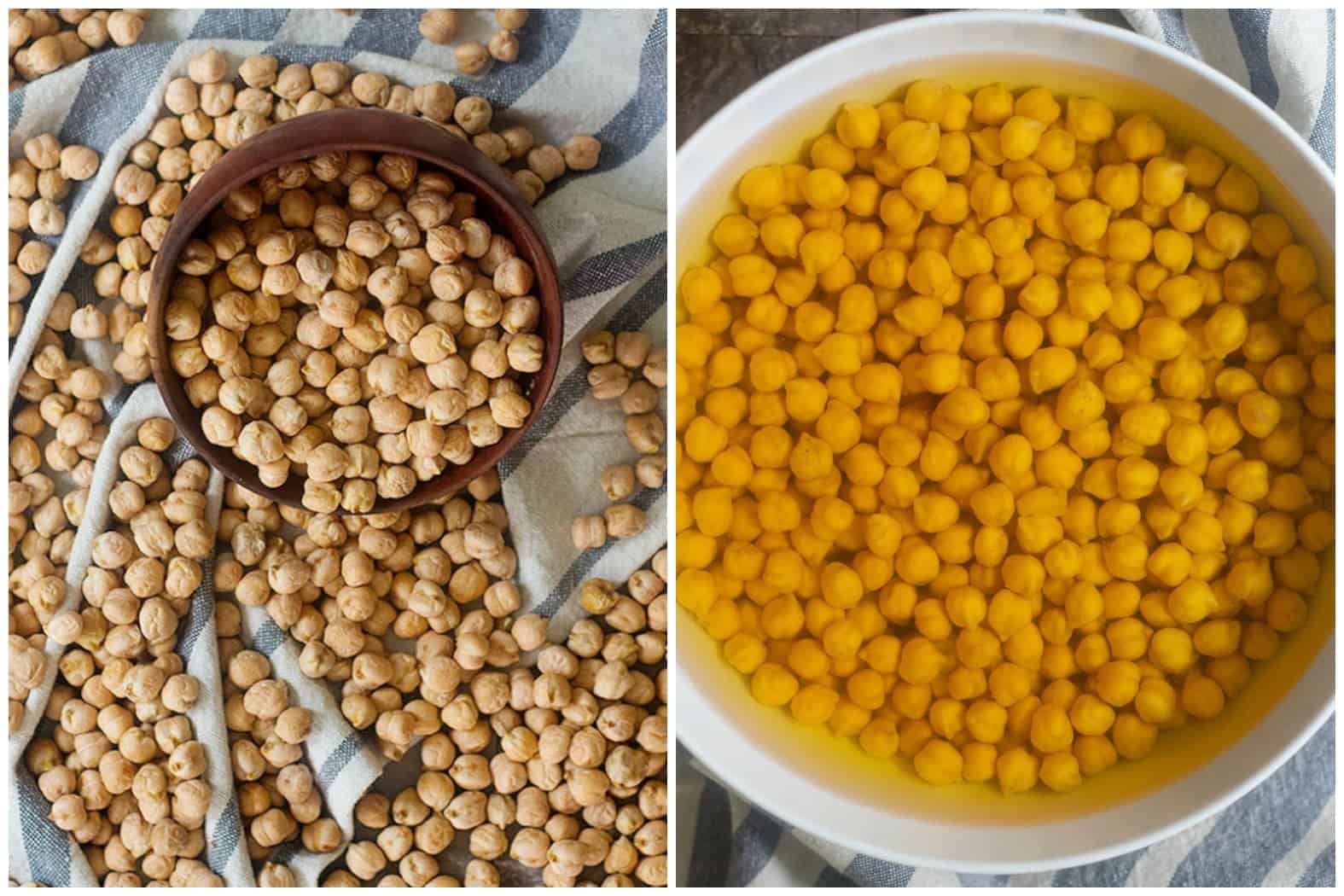 To start, soak chickpeas in water for 18 hours. 