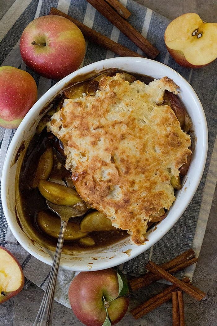 easy apple cobbler is perfect for fall evenings. 