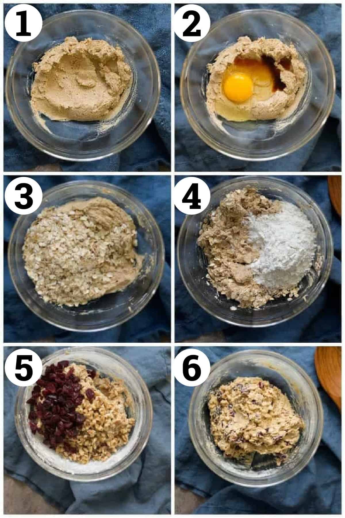 To make cranberry oatmeal cookies cream butter and sugars, add the egg and vanilla, add in oatmeal and flour. Mix and stir in cranberries and walnuts. 