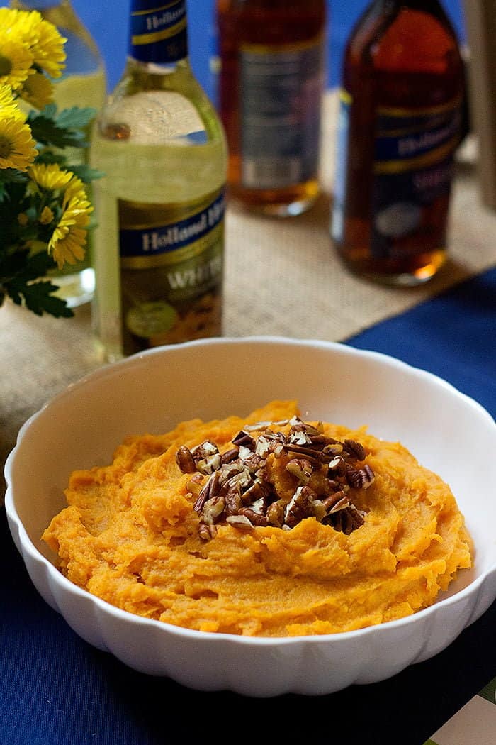 Whipped sweet potatoes made with Holland House Cooking Wine. 