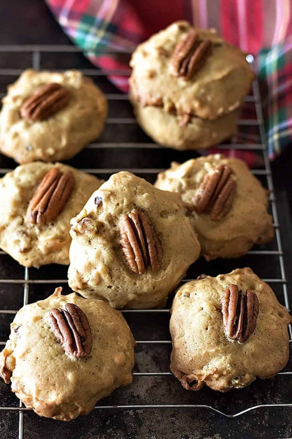Brown Sugar Pecan Cookies with whole pecans on top. 
