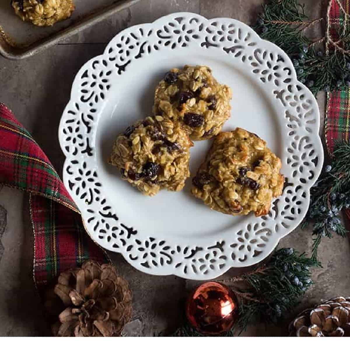 Learn how to make oatmeal cookies without butter that are chewy and delicious. These healthy oatmeal raisin cookies are naturally sweetened.

