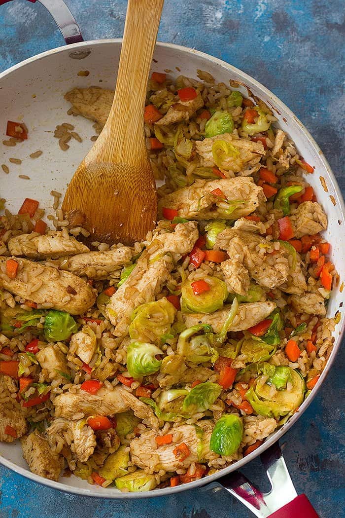 skillet chicken and rice with veggie