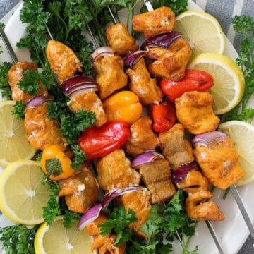 Grilled Salmon Shish Kabobs square