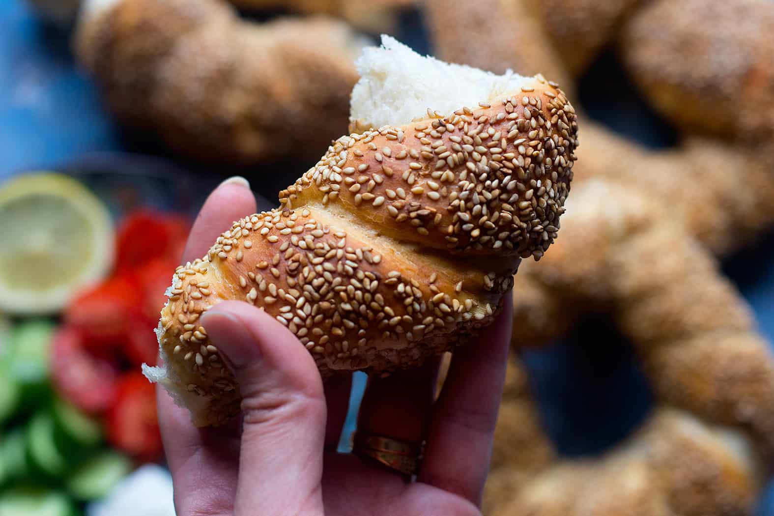 Simit is a sesame crusted, circular bread from Turkey.