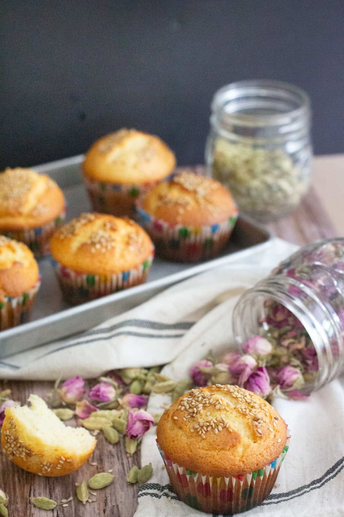 Persian Cardamom Muffins - Cake Yazdi is a traditional Iranian/Persian recipe for delicious muffins that are filled with Persian flavors. The combination of rose water and cardamom is always great.