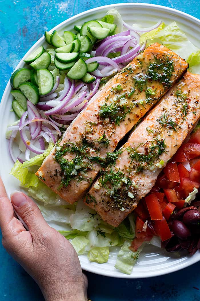 Greek Alaska Salmon Salad Recipe • Unicorns in the Kitchen