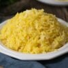 Front shot of saffron rice.