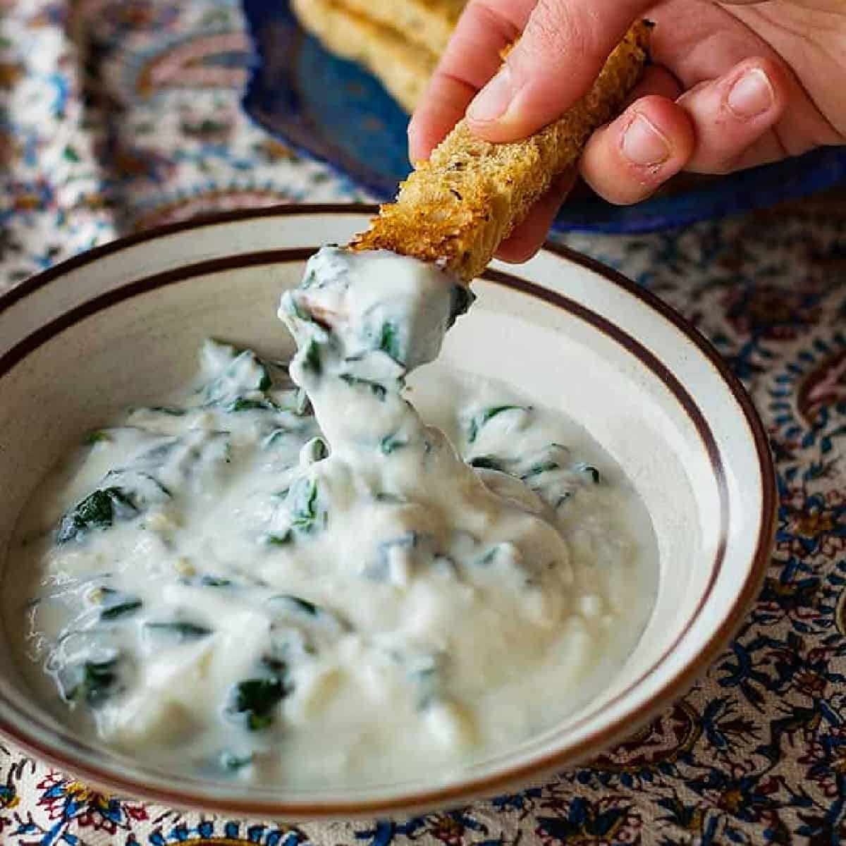 Borani Esfenaj is a classic Persian spinach yogurt dip that's usually served with bread. With a lot of spinach and garlic, this delicious dip is something you don't want to miss!
