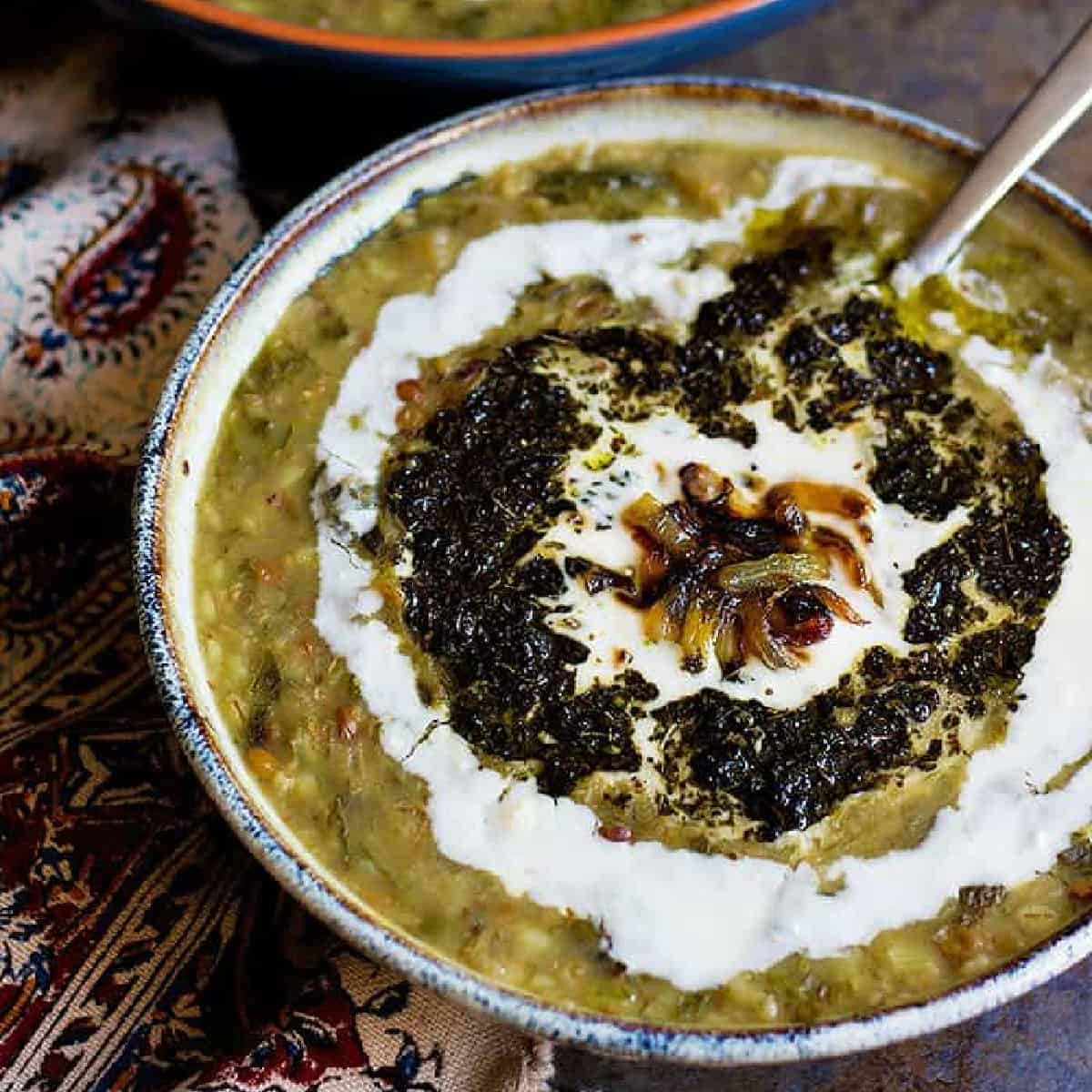 Persian eggplant soup is a delicious Persian recipe that's very simple to make. This easy Persian soup is vegetarian and gluten free.
