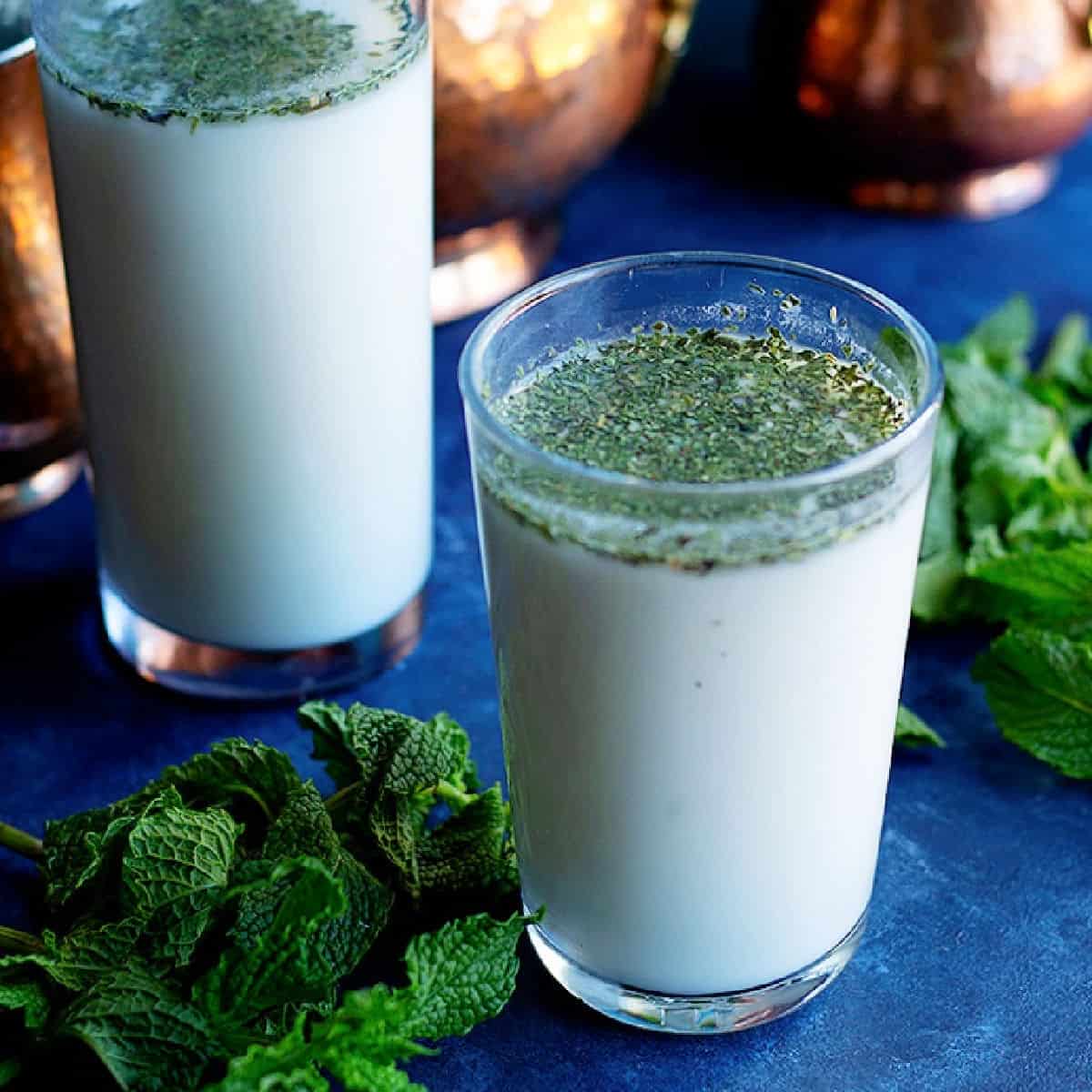 Ayran or doogh is a savory yogurt drink that's made with only three ingredients. This refreshing drink is served with main dishes and is great for hydration. 
