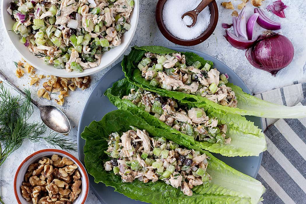 Try a healthy chicken salad that’s perfect for a light and easy lunch. This healthy chicken salad is made with a delicious Greek yogurt dressing. 