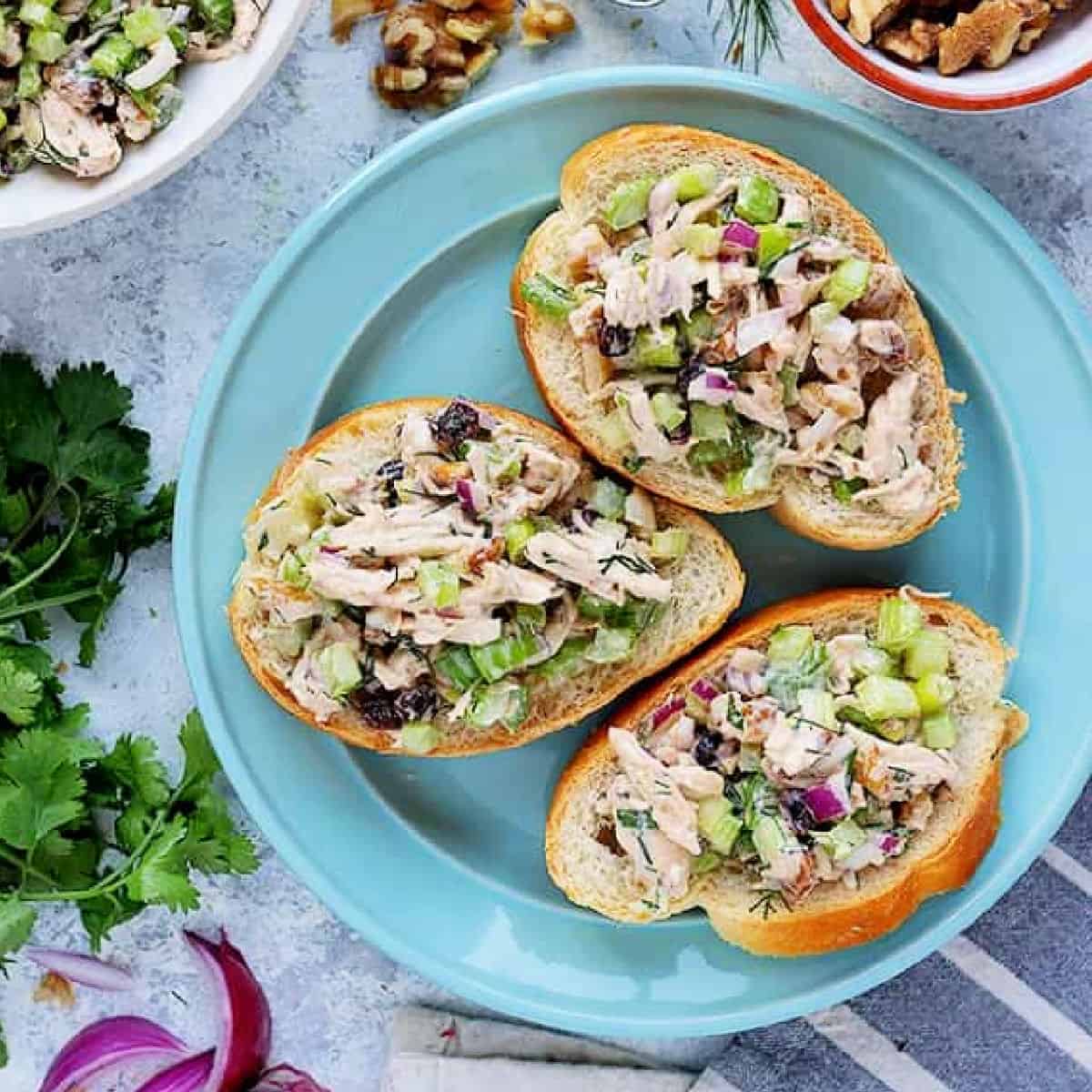 A healthy chicken salad that's perfect for a light and easy lunch. This healthy chicken salad is made with a delicious Greek yogurt dressing. 
