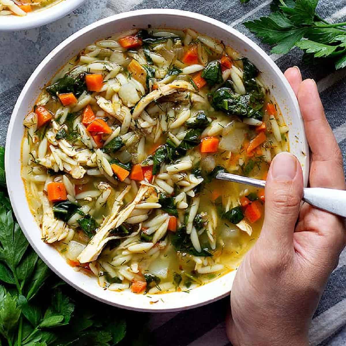 Greek lemon chicken orzo soup is easy and packed with flavor. This healthy soup is creamy, hearty and so tasty, perfect for a cozy dinner.
