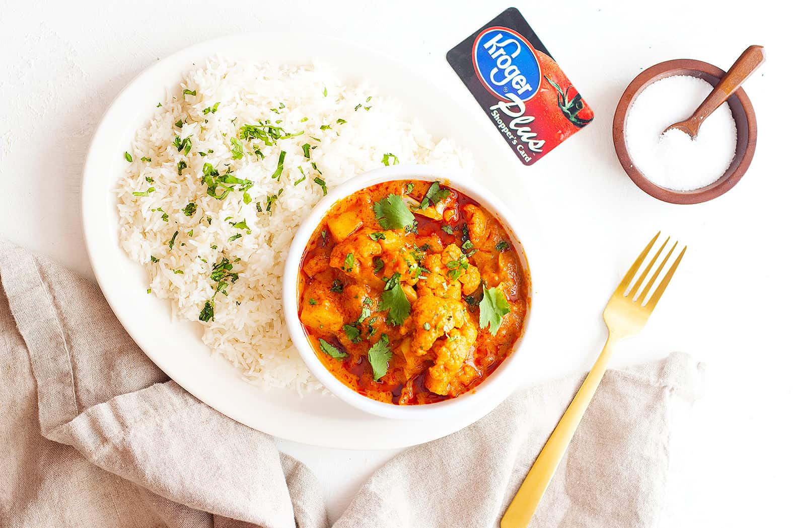 You can get all your ingredients at your local kroger store to make this Indian inspired dish. 