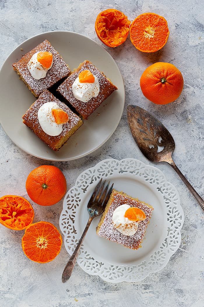 Serve this clementine spice cake with a dollop of whipped cream