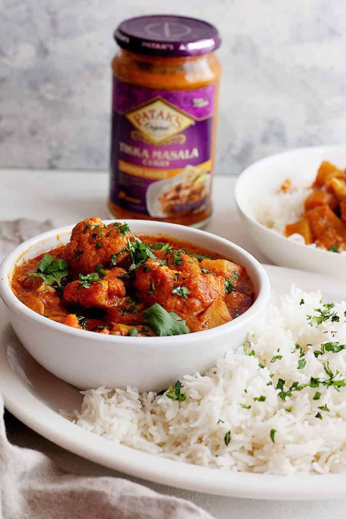this vegetable tikka masala is made with patak's curry sauce. 