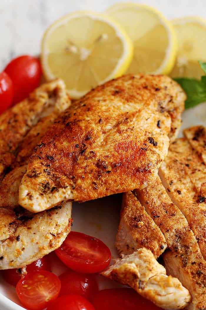 This chicken is juicy and very flavorful. You can make wraps or salads with it. 