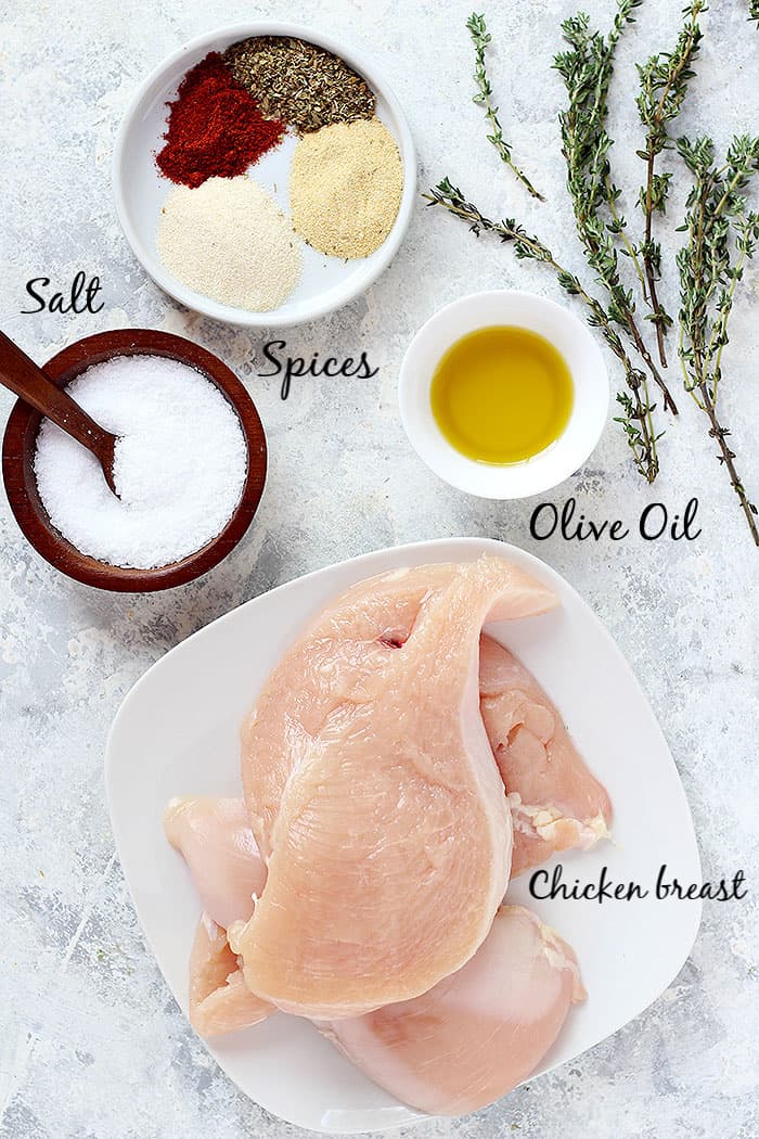 to make this recipe you need chicken breast, spices, salt and olive oil plus chicken stock. 