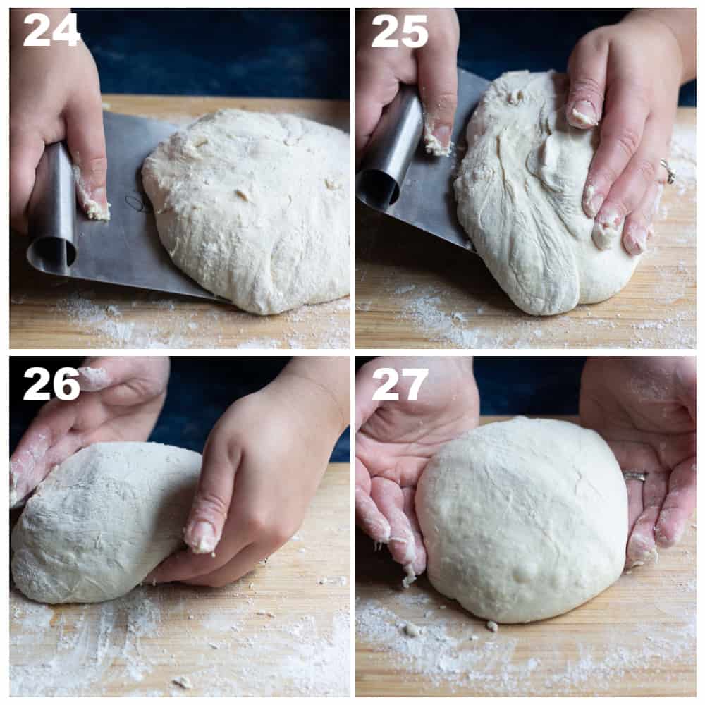 Flip the dough and shape it into a circle.