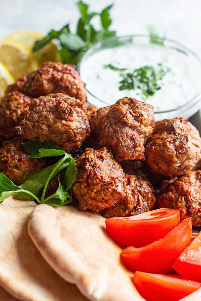 Mediterranean baked turkey meatballs are perfect for a light lunch or dinner. 