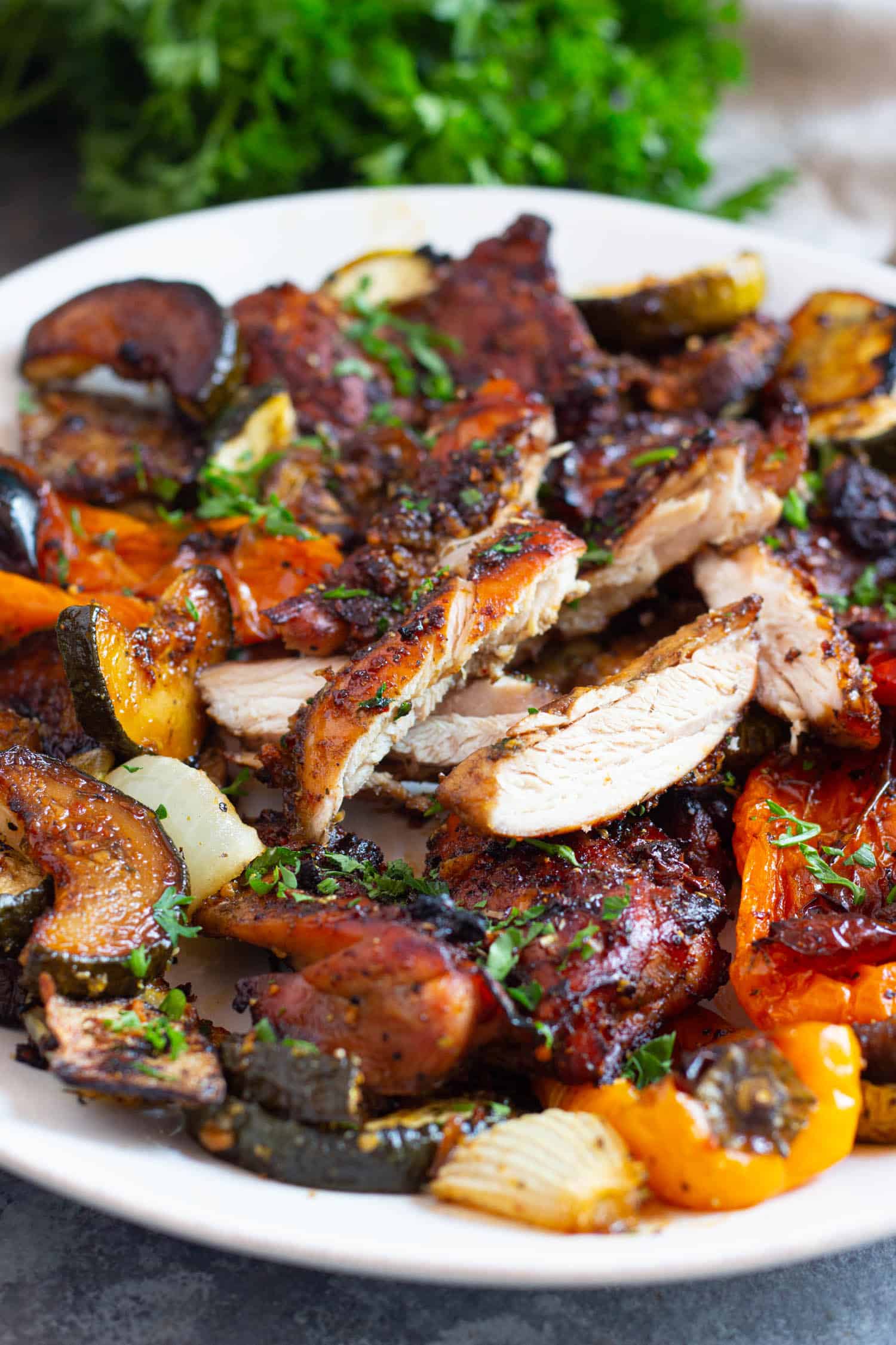 You can chop up the chicken before serving.