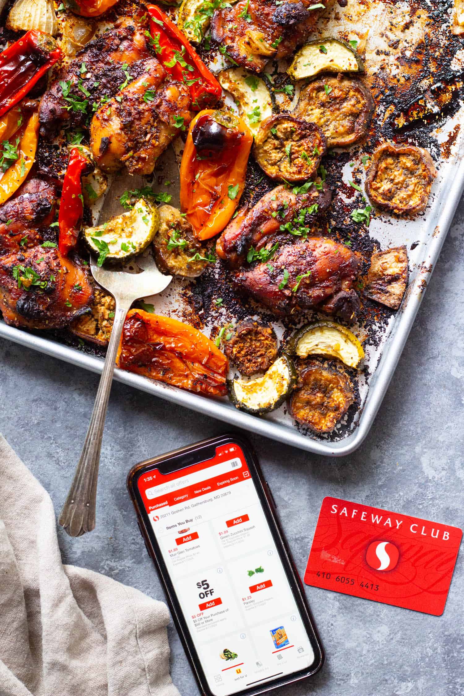 Everything is baked in one sheet pan for this recipe. 