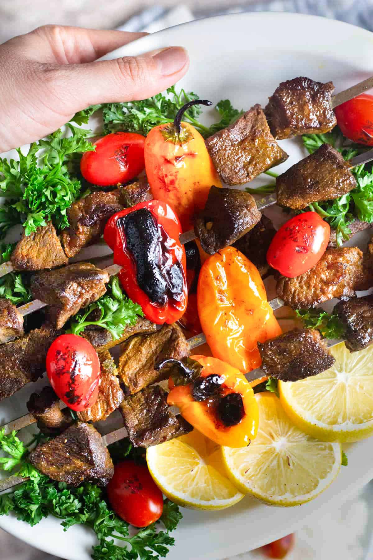Beef shish kabob is best served right after cooking. However, you can store the leftovers in an airtight container and reheat on the stove or microwave for a short time.