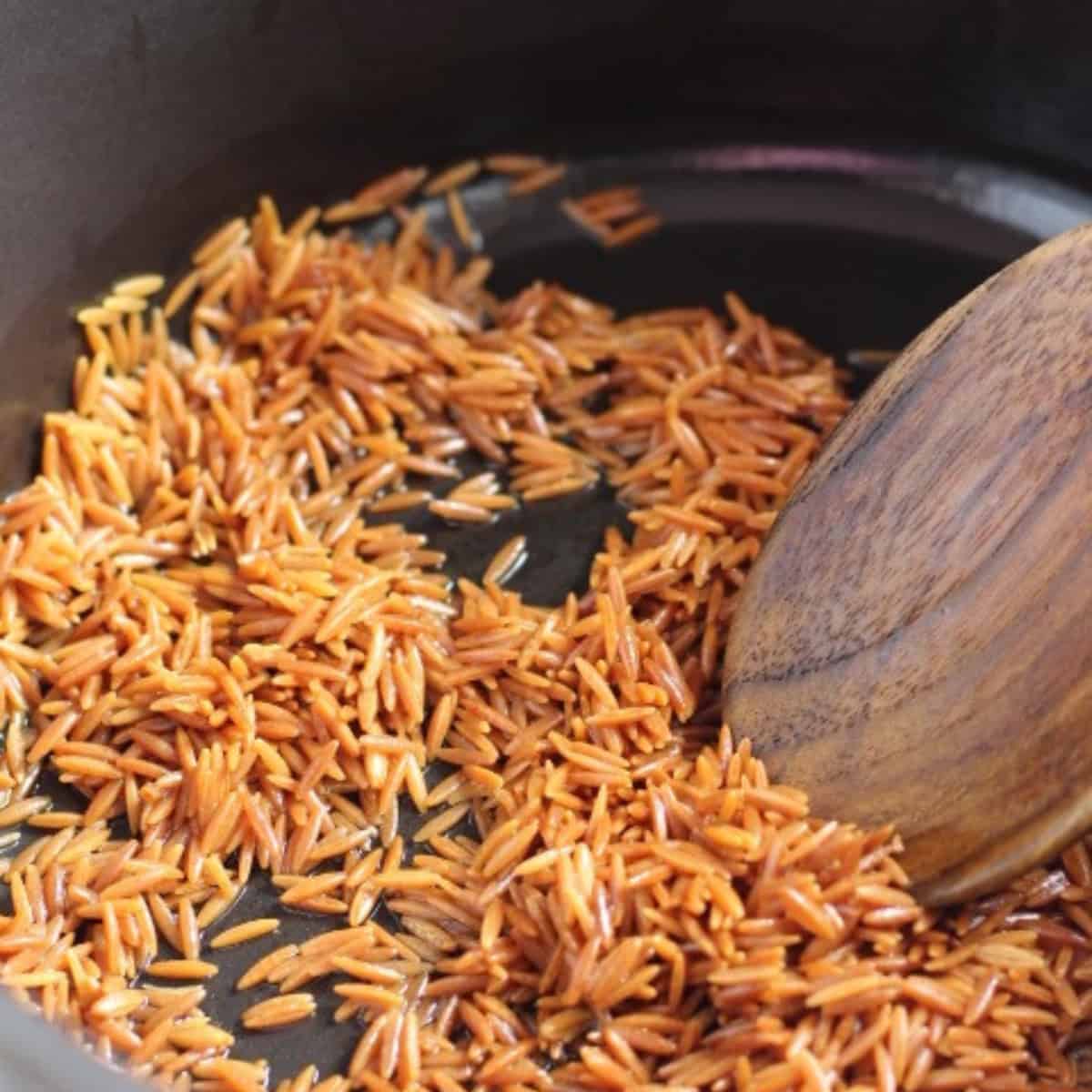 Toasted orzo adds a lot of flavor to the dish. 