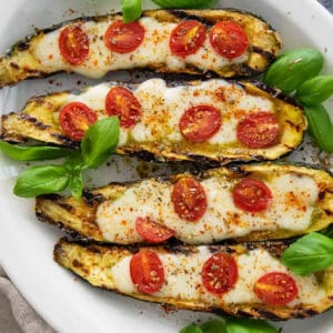 grilled caprese stuffed zucchini boats
