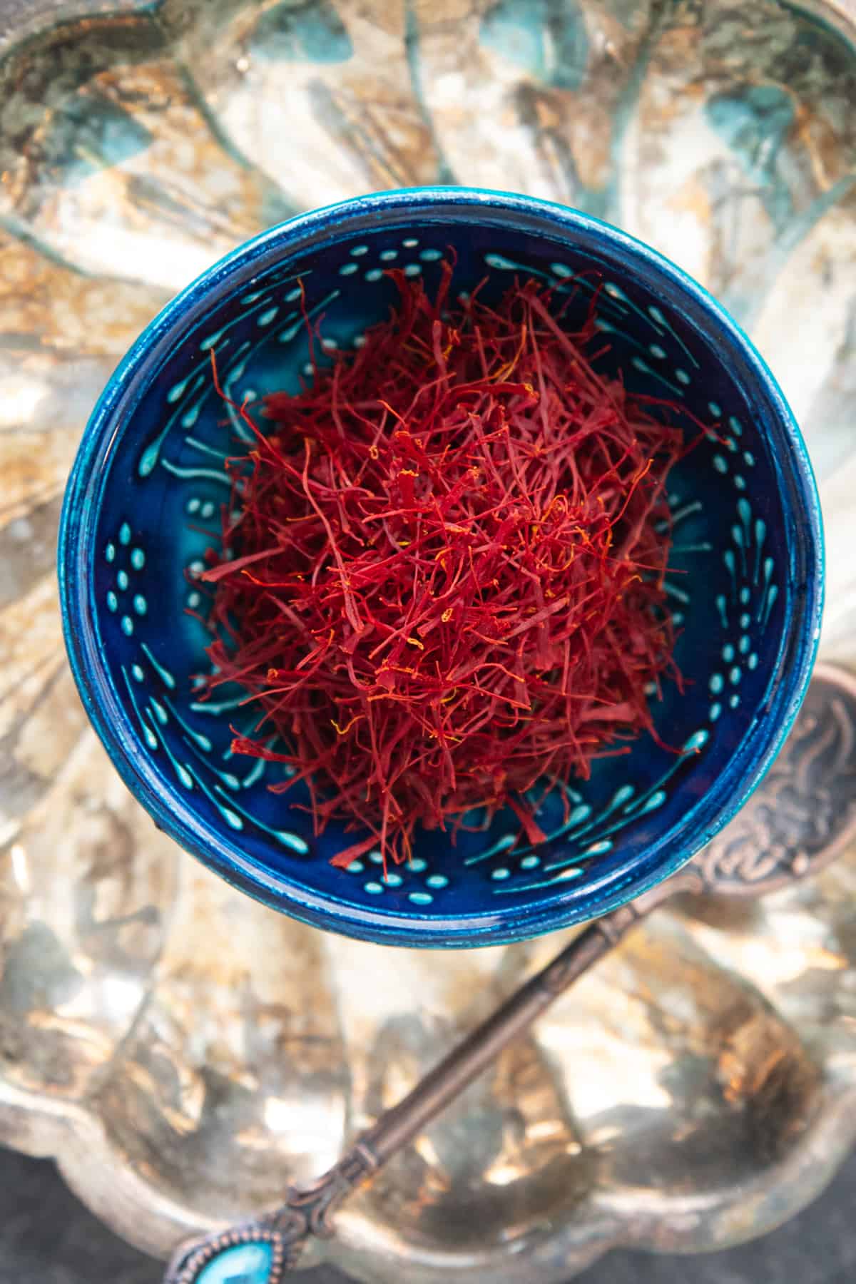 Overhead shot of saffron. 