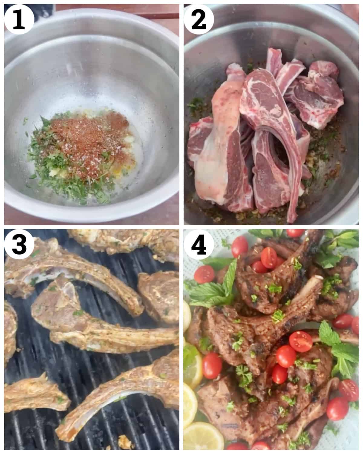 Make the marinade and marinate the lamb chops for 30 minutes then grill. 