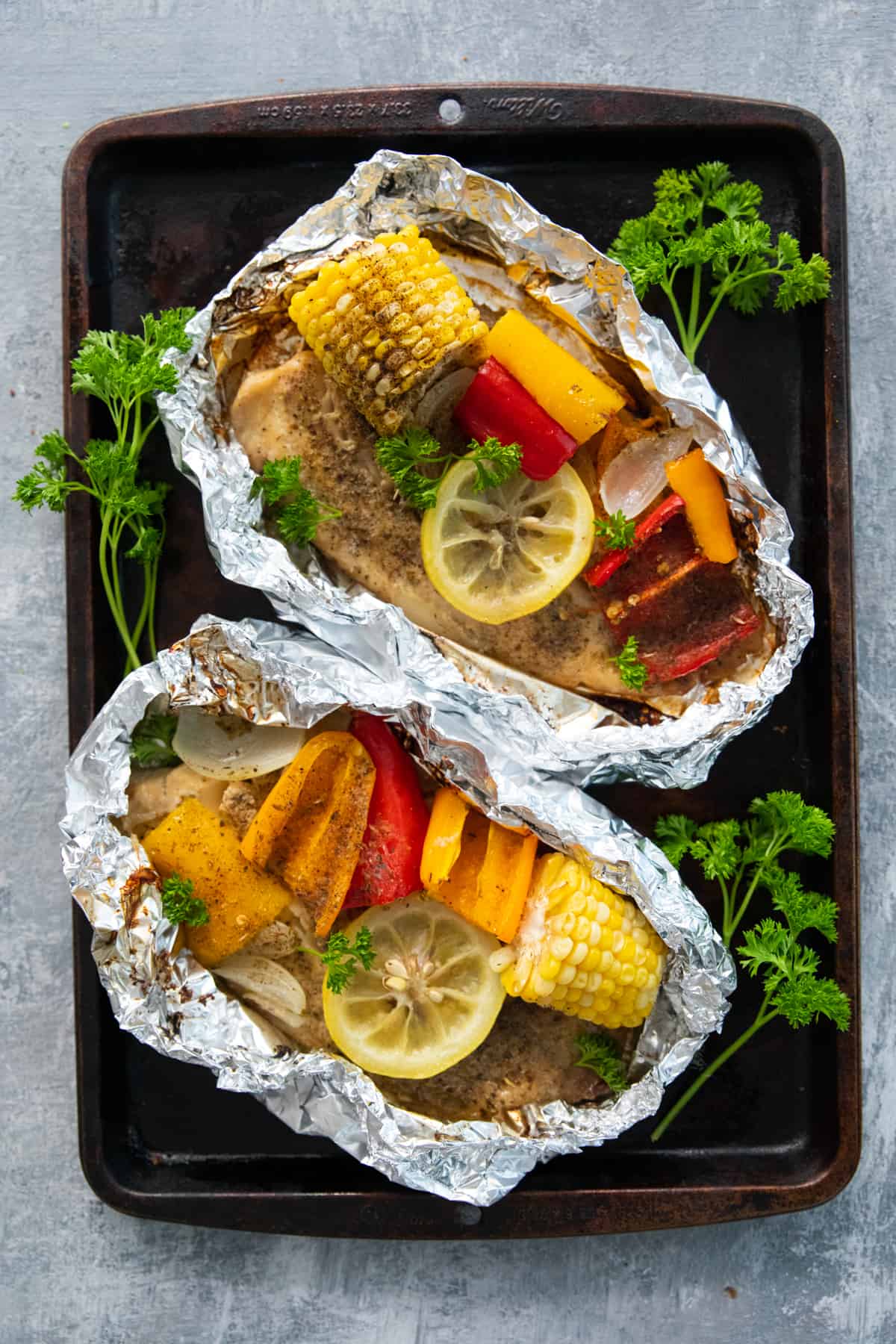 Grilled tilapia in foil. 