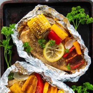Grilled tilapia in foil.