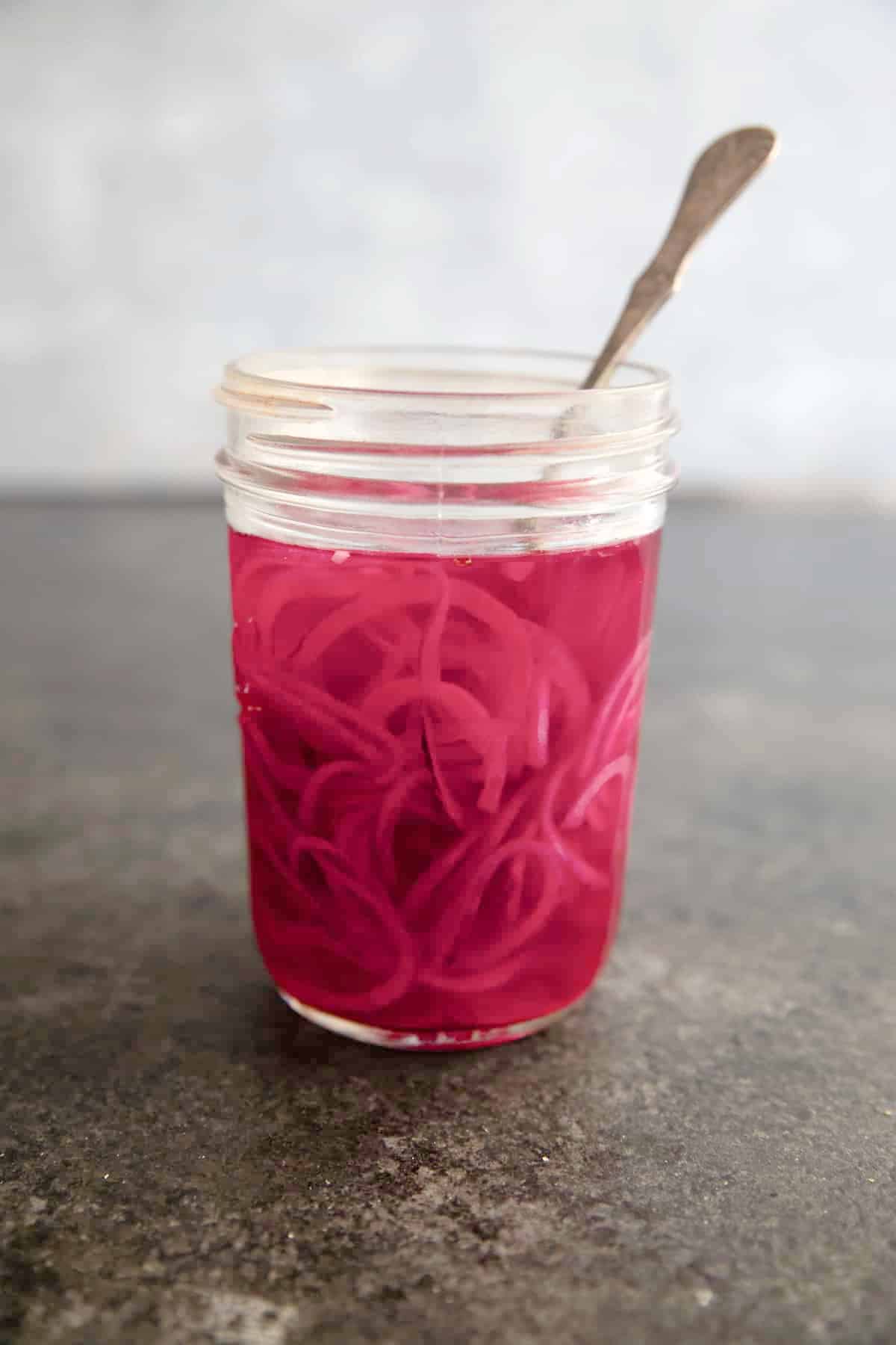 Front shot of pickled onions 