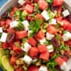 watermelon salad with feta and mint.
