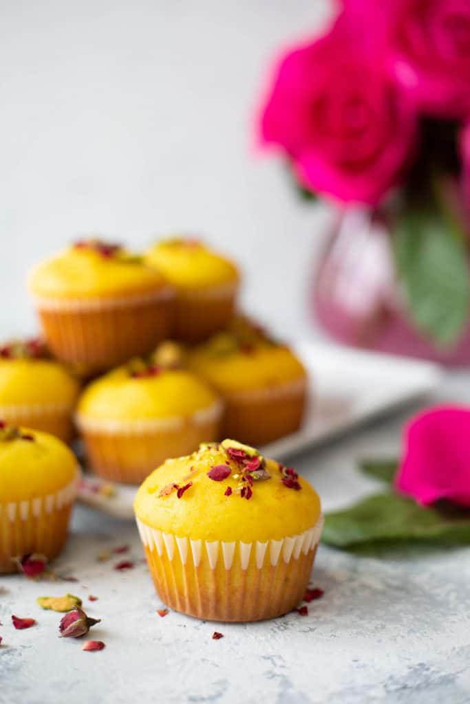 A few Persian love muffins on a white background.