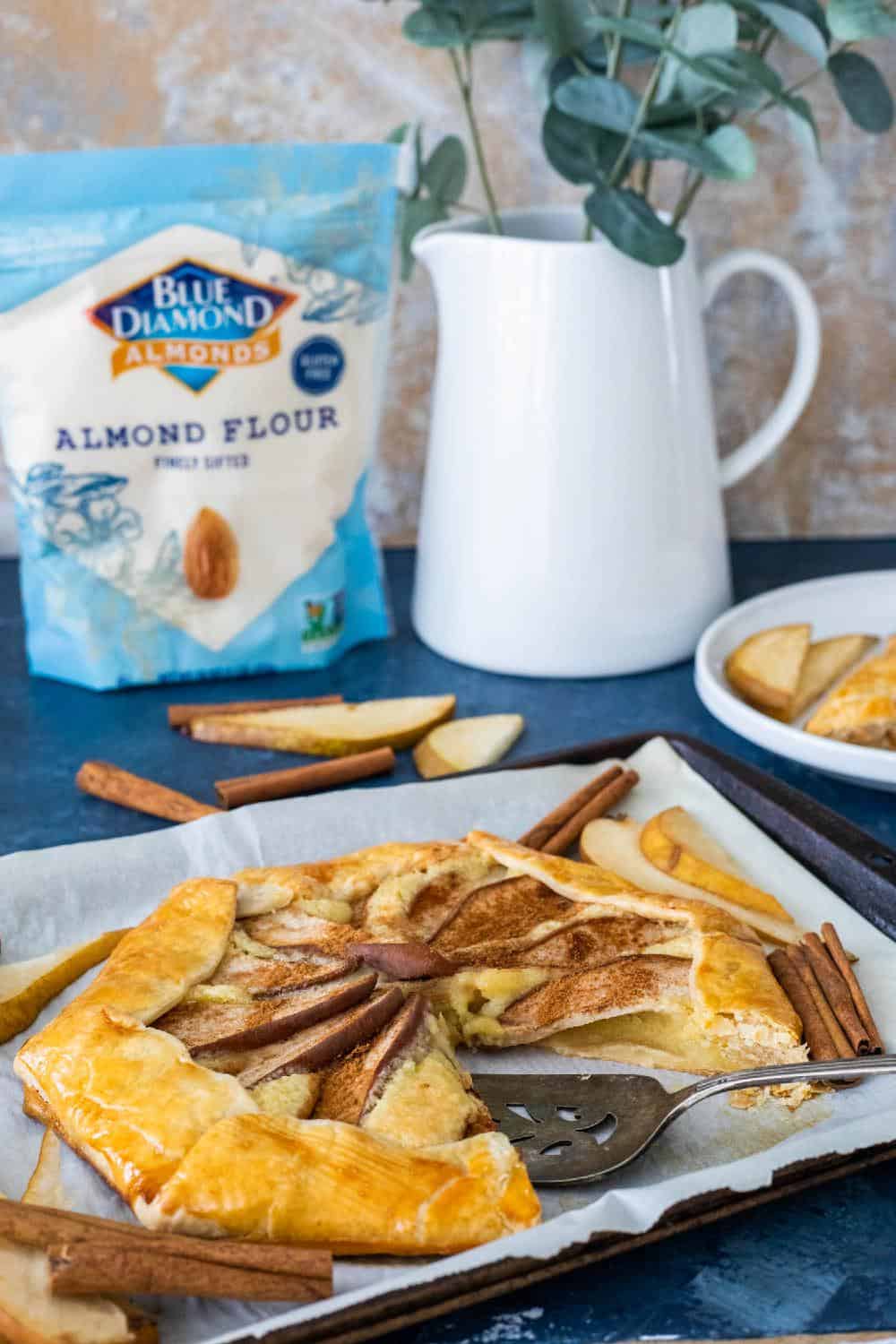 closeup shot of the galette on baking sheet. 