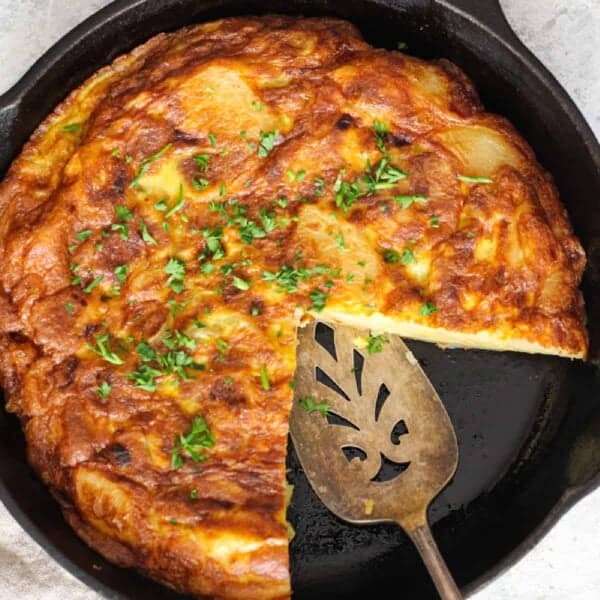 Spanish tortilla in a pan