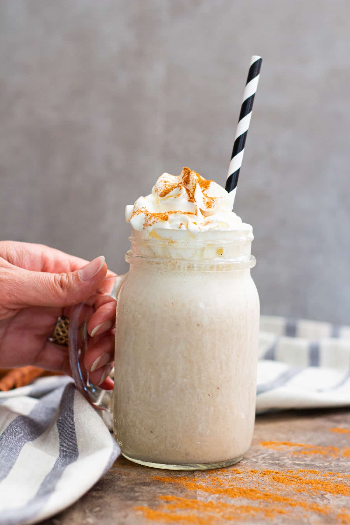 For healthy banana milkshake use non fat milk and frozen yogurt