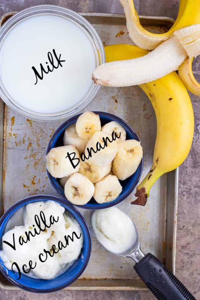 banana milkshake ingredients are bananas ice cream and milk