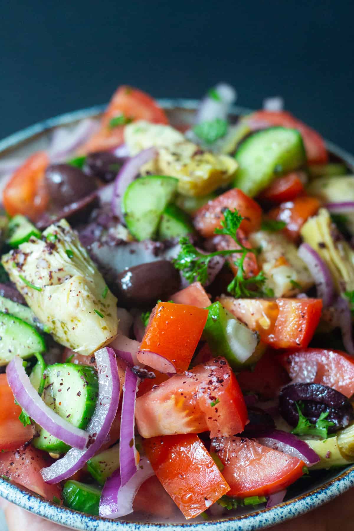 This easy Mediterranean salad recipe comes together in no time and is a great side dish for many dishes. 