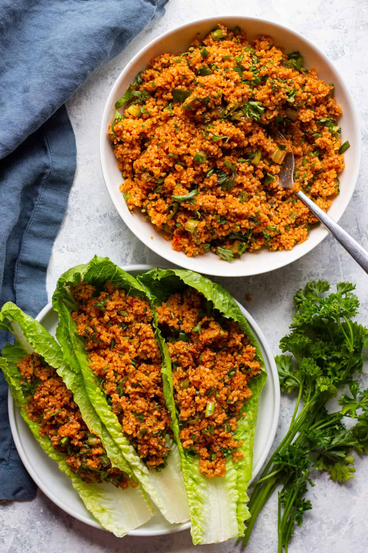 An easy bulgur salad recipe that's perfect for any day. Made with bulgur, olive oil and herbs, this salad in ready in less than 30 minutes!
